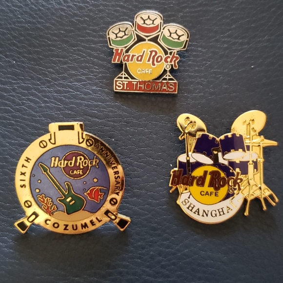 3 piece Hard Rock Cafe pins/ Drum set inspired - Picture 1 of 4